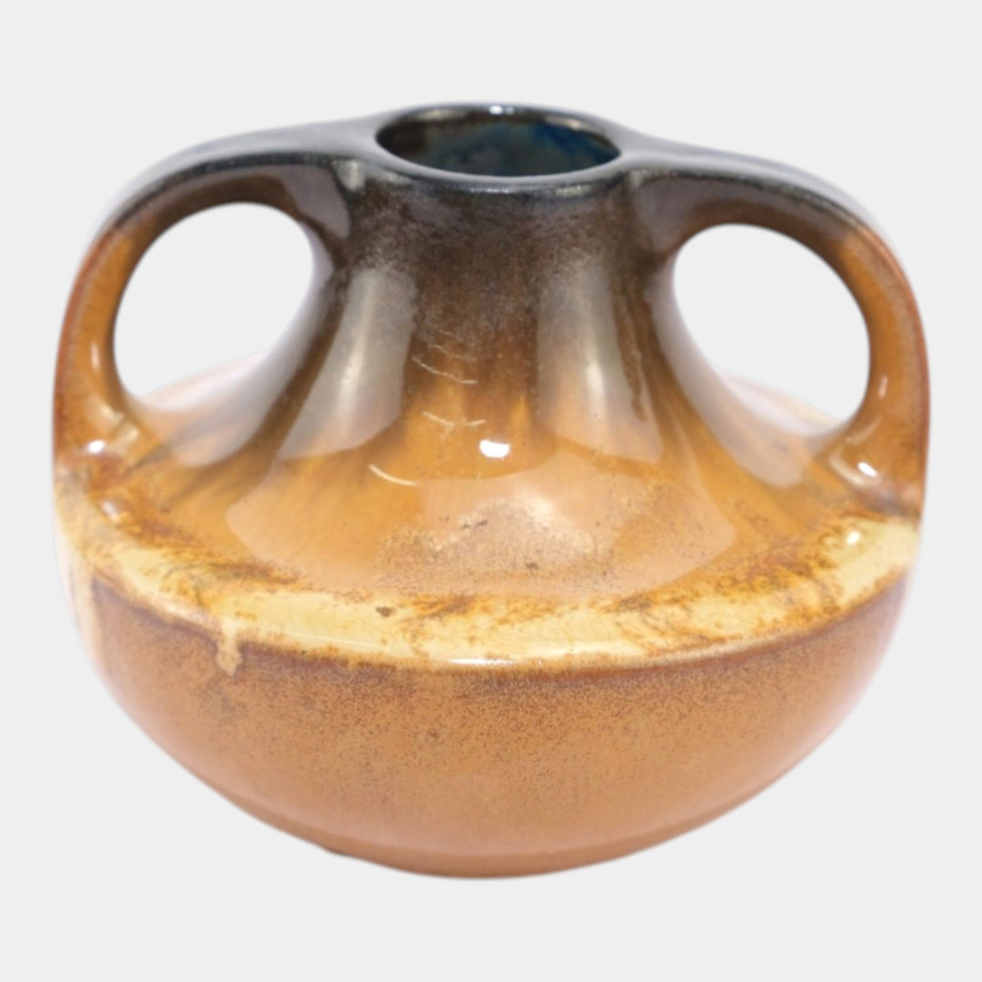 Fulper 1917-1934 Arts And Crafts Pottery Cat's Eye Flambe Rim Handled Vase 701 - Just Art Pottery