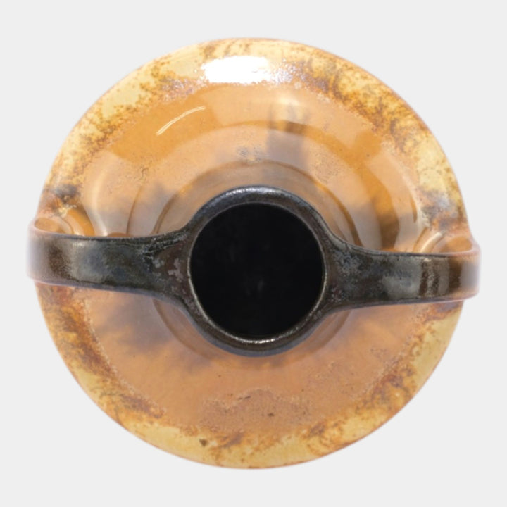 Fulper 1917-1934 Arts And Crafts Pottery Cat's Eye Flambe Rim Handled Vase 701 - Just Art Pottery