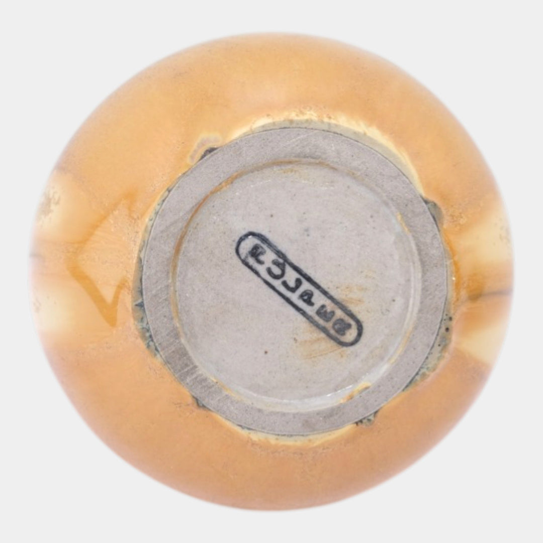 Fulper 1917-1934 Arts And Crafts Pottery Cat's Eye Flambe Rim Handled Vase 701 - Just Art Pottery