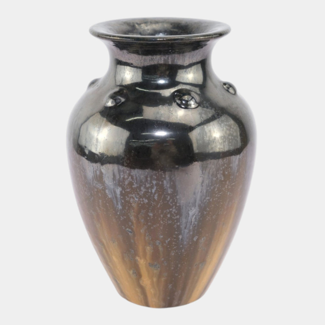 Fulper 1917-1927 Arts And Crafts Pottery Brown Black Ceramic Baluster Vase 532 - Just Art Pottery