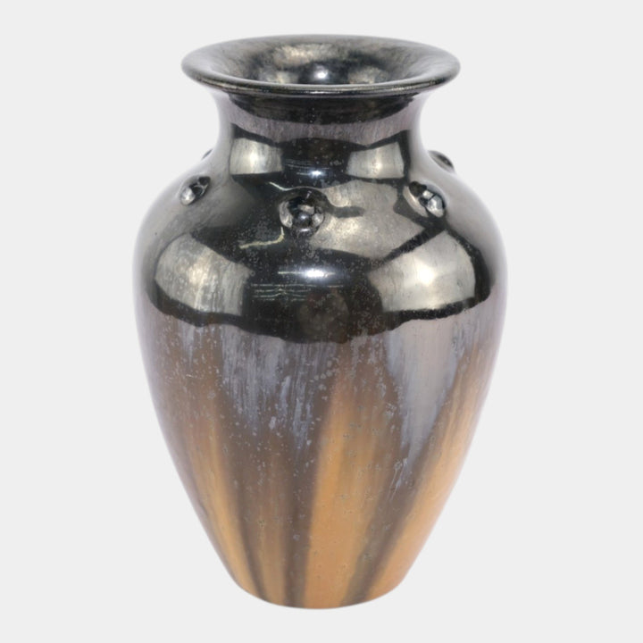 Fulper 1917-1927 Arts And Crafts Pottery Brown Black Ceramic Baluster Vase 532 - Just Art Pottery
