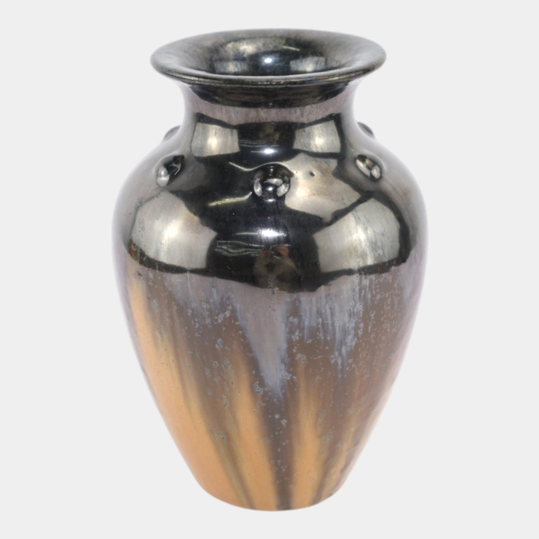 Fulper 1917-1927 Arts And Crafts Pottery Brown Black Ceramic Baluster Vase 532 - Just Art Pottery