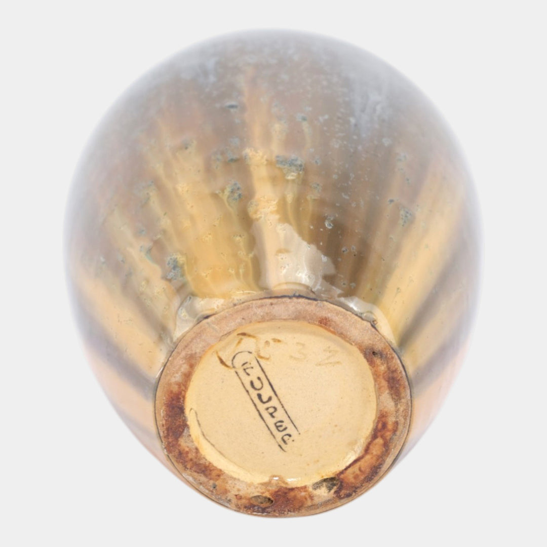 Fulper 1917-1927 Arts And Crafts Pottery Brown Black Ceramic Baluster Vase 532 - Just Art Pottery