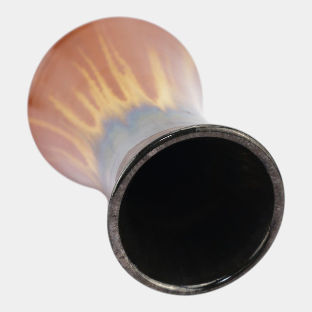 Fulper 1917-1934 Arts And Crafts Pottery Brown Black Flambe Flared Vase 483 - Just Art Pottery