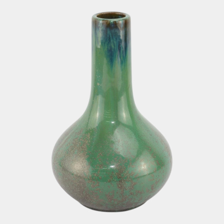 Fulper 1917-1934 Arts And Crafts Pottery Green Flambe Ceramic Bottle Vase 475 - Just Art Pottery