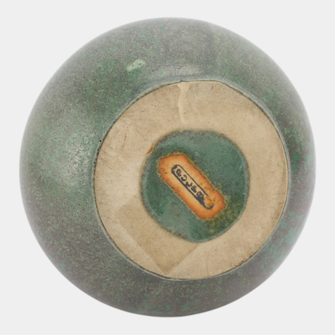 Fulper 1917-1934 Arts And Crafts Pottery Green Flambe Ceramic Bottle Vase 475 - Just Art Pottery