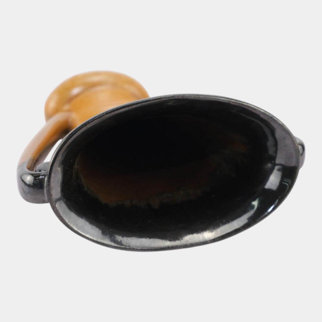 Fulper 1917-1934 Arts And Crafts Pottery Brown Black Ceramic Handled Vase 724 - Just Art Pottery