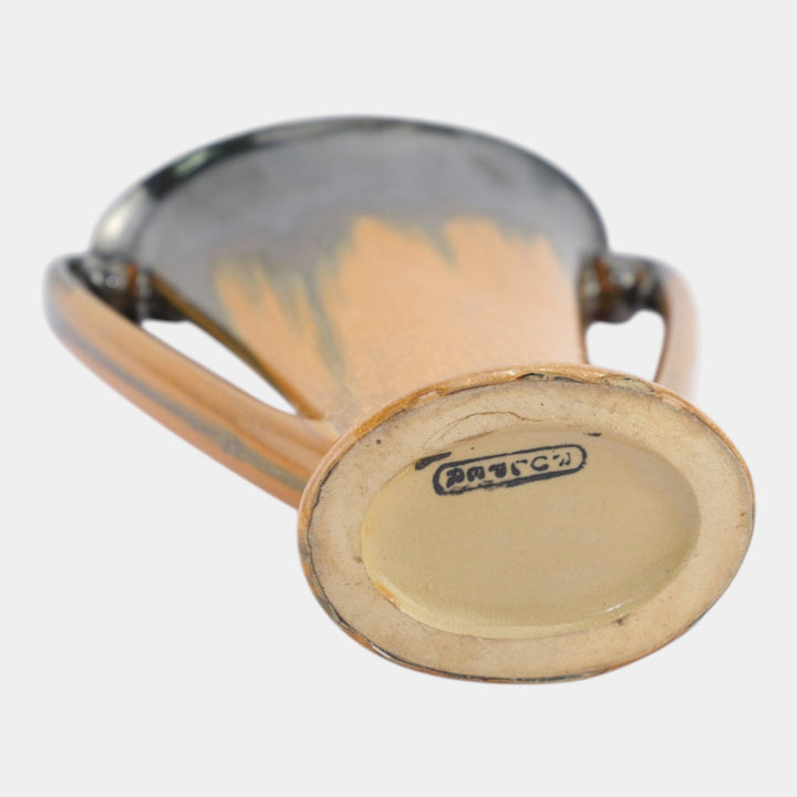 Fulper 1917-1934 Arts And Crafts Pottery Brown Black Ceramic Handled Vase 724 - Just Art Pottery