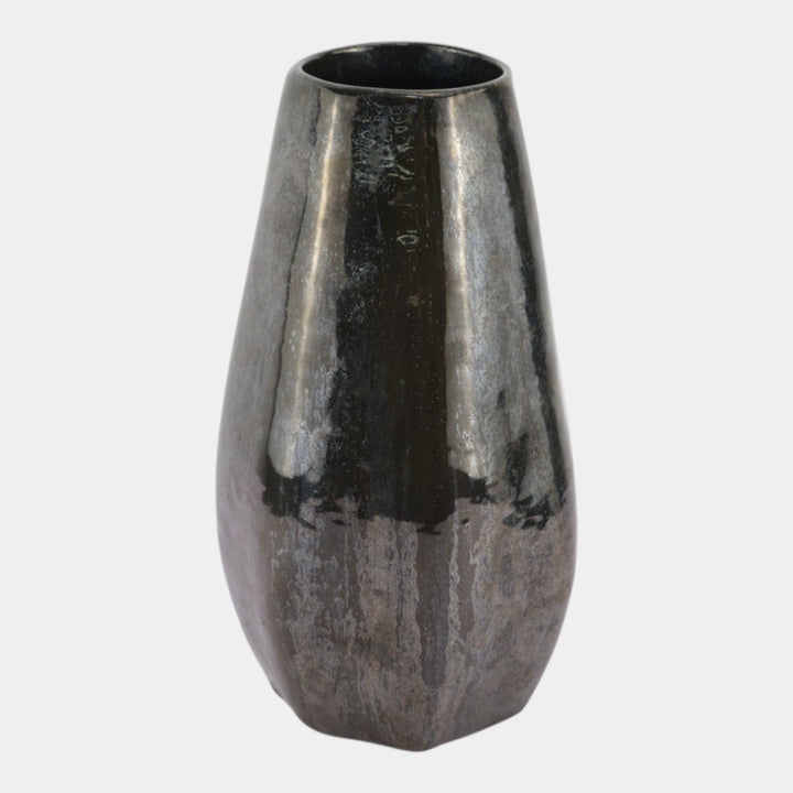 Fulper 1917-1934 Art Pottery Mirrored Black Seven Sided Vase 509