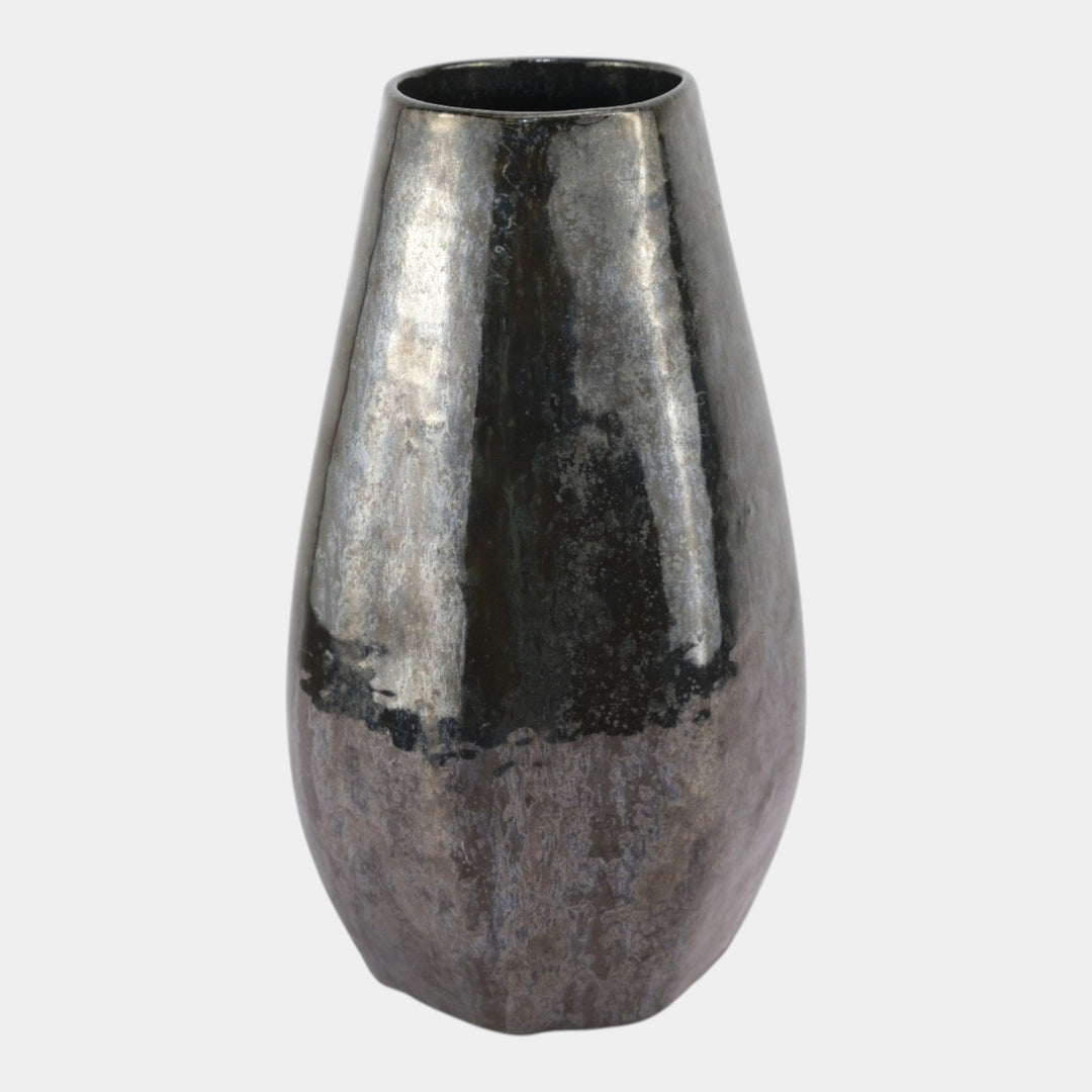 Fulper 1917-1934 Art Pottery Mirrored Black Seven Sided Vase 509