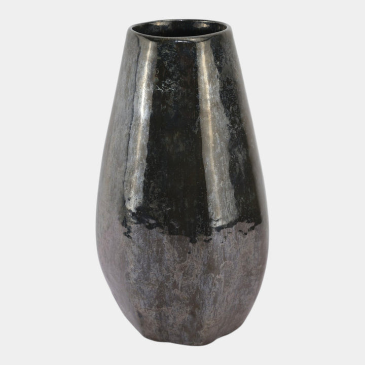 Fulper 1917-1934 Art Pottery Mirrored Black Seven Sided Vase 509