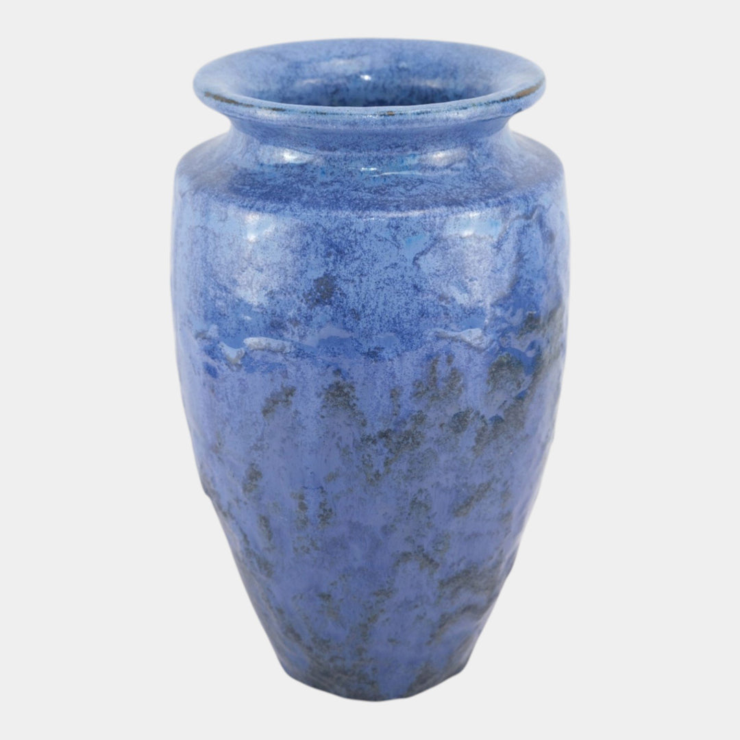 Fulper 1917-1927 Arts And Crafts Pottery Mottled Blue Black Bullet Vase 523 - Just Art Pottery