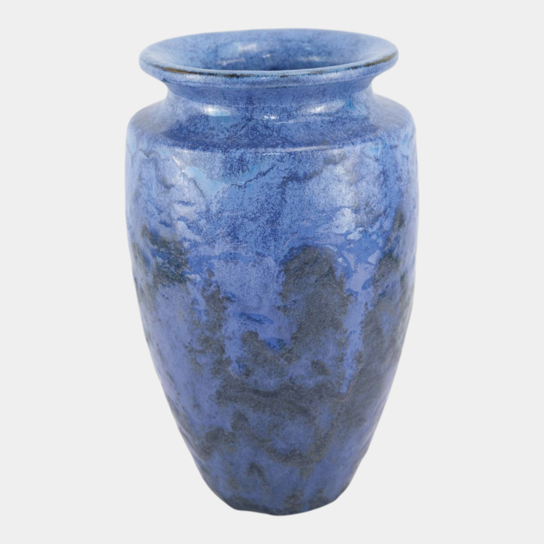 Fulper 1917-1927 Arts And Crafts Pottery Mottled Blue Black Bullet Vase 523 - Just Art Pottery