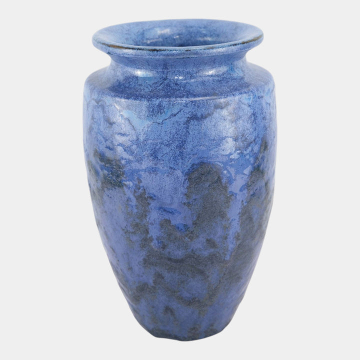 Fulper 1917-1927 Arts And Crafts Pottery Mottled Blue Black Bullet Vase 523 - Just Art Pottery