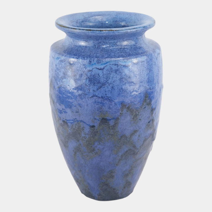 Fulper 1917-1927 Arts And Crafts Pottery Mottled Blue Black Bullet Vase 523 - Just Art Pottery