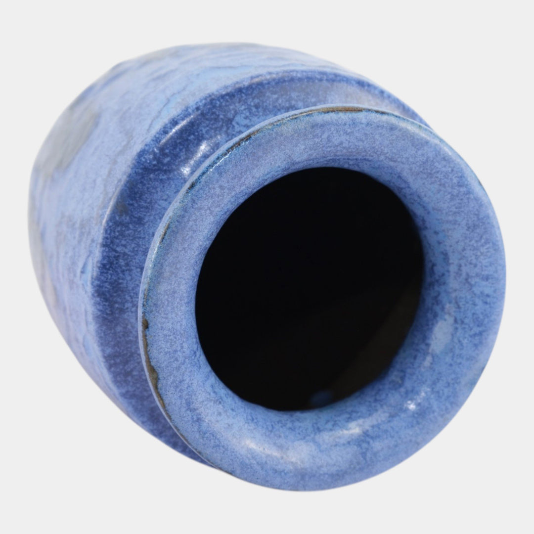 Fulper 1917-1927 Arts And Crafts Pottery Mottled Blue Black Bullet Vase 523 - Just Art Pottery