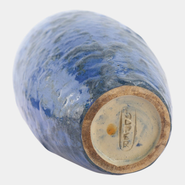 Fulper 1917-1927 Arts And Crafts Pottery Mottled Blue Black Bullet Vase 523 - Just Art Pottery