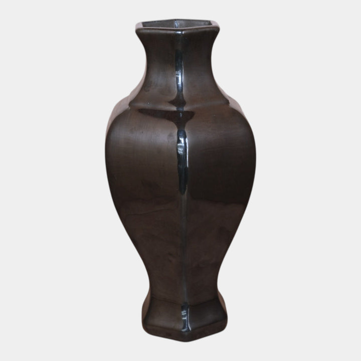 Fulper 1917-1927 Arts And Crafts Pottery Mirrored Black Six Sided Vase 660 - Just Art Pottery