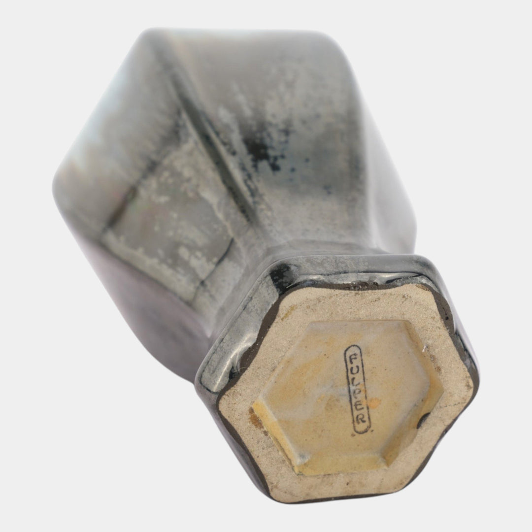 Fulper 1917-1934 Arts And Crafts Pottery Crystalline Brown Six Sided V ...