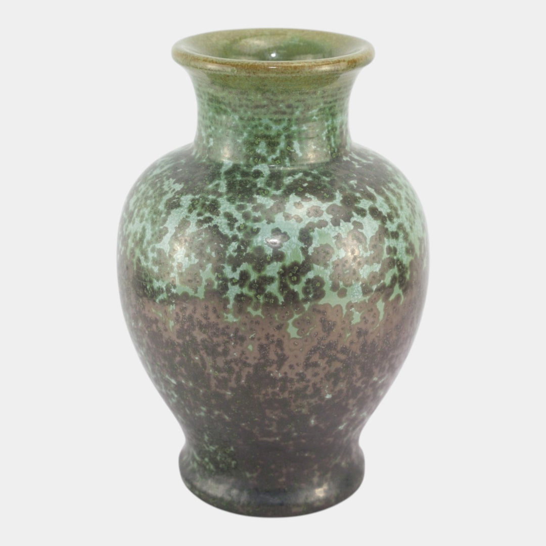 Fulper 1917-1934 Arts And Crafts Pottery Green Leopard Skin Crystalline Vase 526 - Just Art Pottery