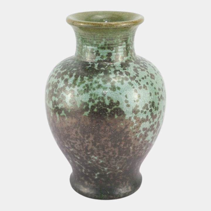 Fulper 1917-1934 Arts And Crafts Pottery Green Leopard Skin Crystalline Vase 526 - Just Art Pottery