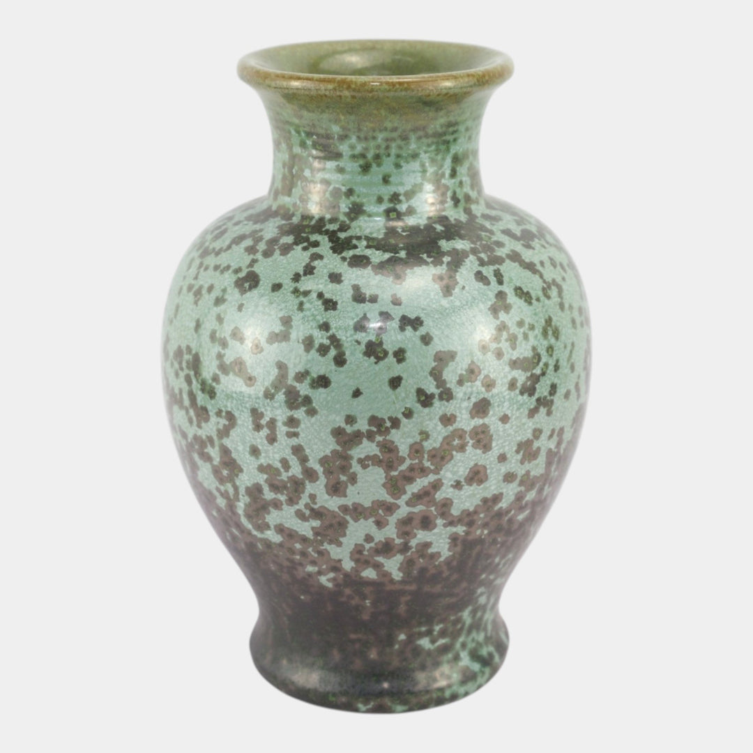Fulper 1917-1934 Arts And Crafts Pottery Green Leopard Skin Crystalline Vase 526 - Just Art Pottery
