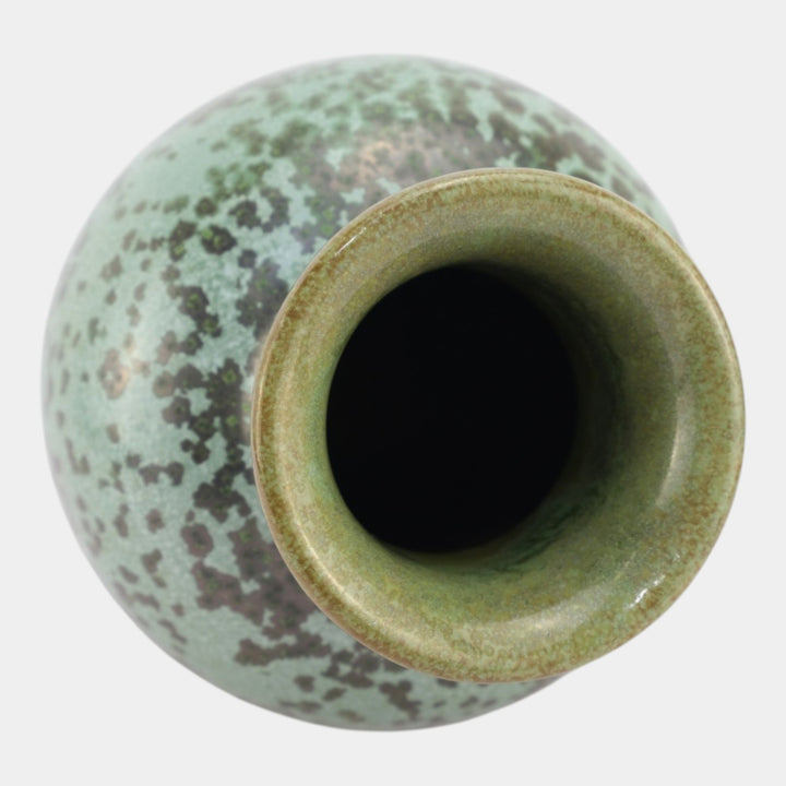 Fulper 1917-1934 Arts And Crafts Pottery Green Leopard Skin Crystalline Vase 526 - Just Art Pottery