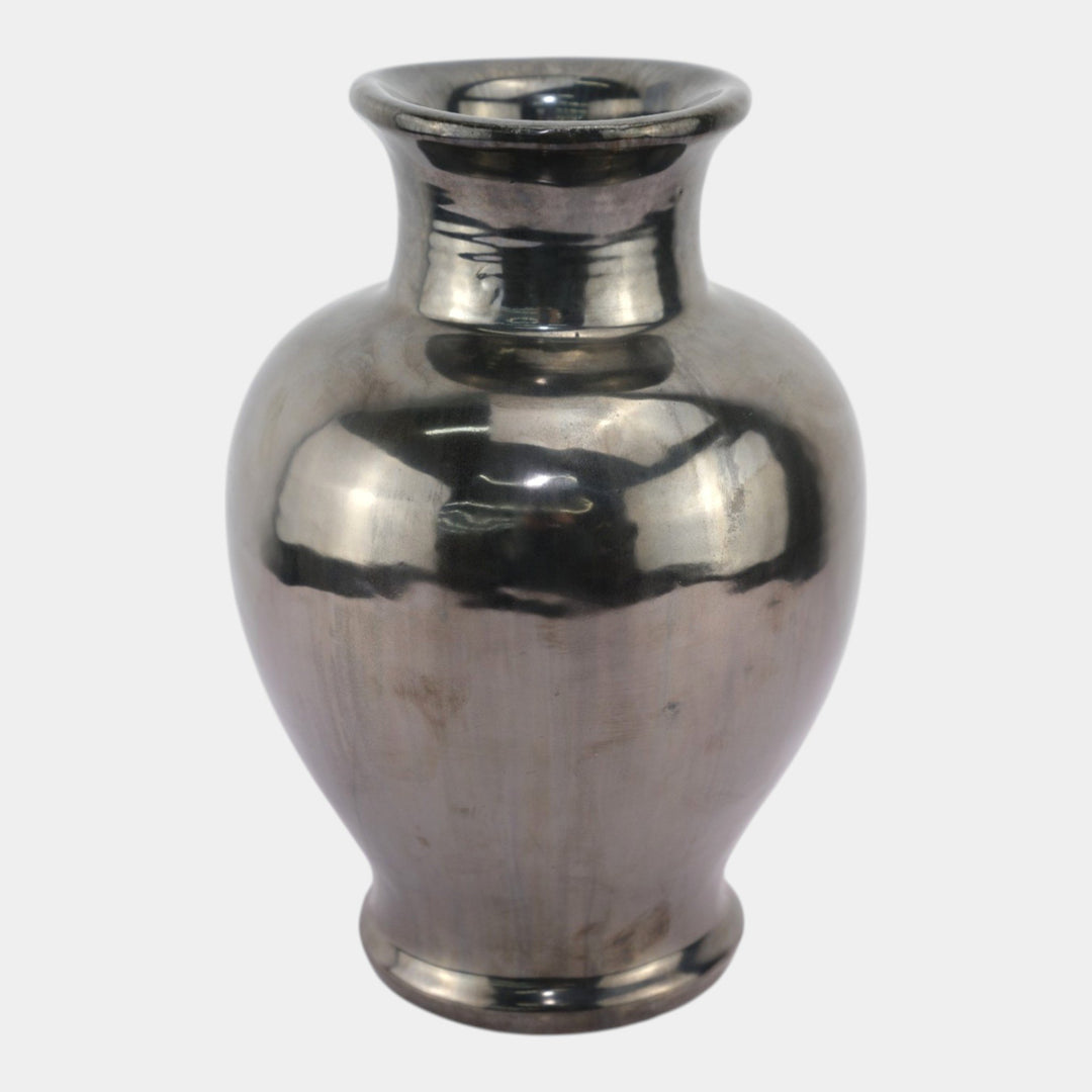 Fulper 1917-1927 Arts And Crafts Pottery Mirrored Gun Metal Glaze Vase 526 - Just Art Pottery