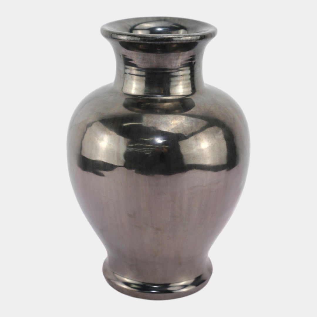 Fulper 1917-1927 Arts And Crafts Pottery Mirrored Gun Metal Glaze Vase 526 - Just Art Pottery