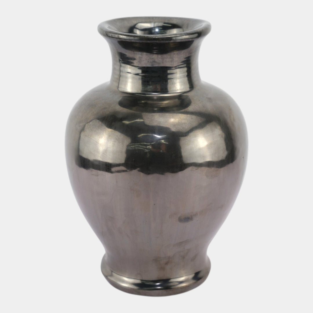 Fulper 1917-1927 Arts And Crafts Pottery Mirrored Gun Metal Glaze Vase 526 - Just Art Pottery