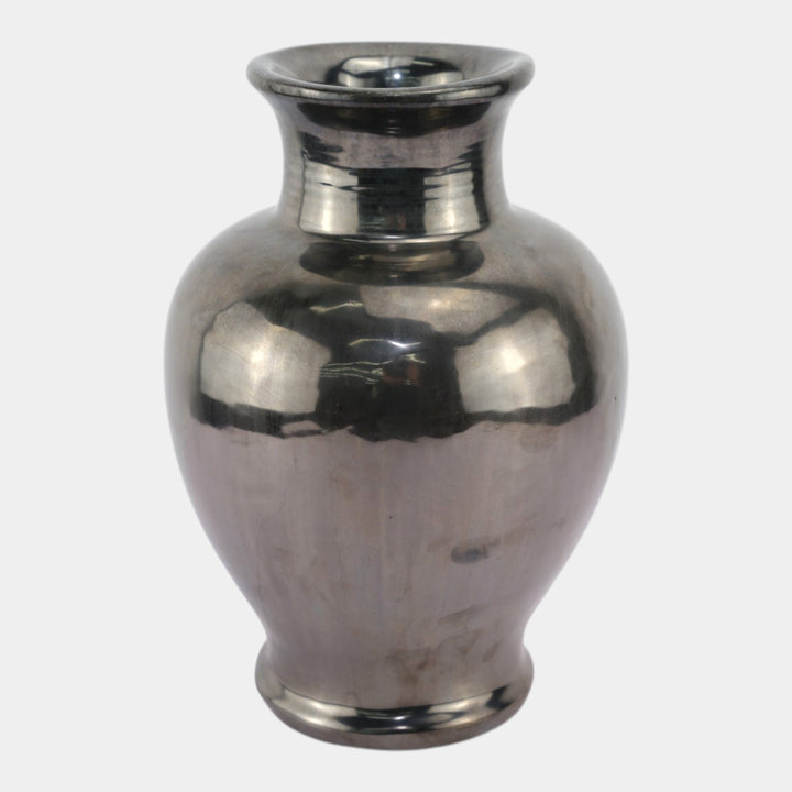 Fulper 1917-1927 Arts And Crafts Pottery Mirrored Gun Metal Glaze Vase 526 - Just Art Pottery