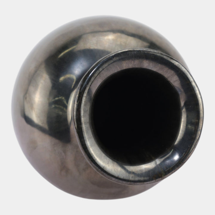 Fulper 1917-1927 Arts And Crafts Pottery Mirrored Gun Metal Glaze Vase 526 - Just Art Pottery