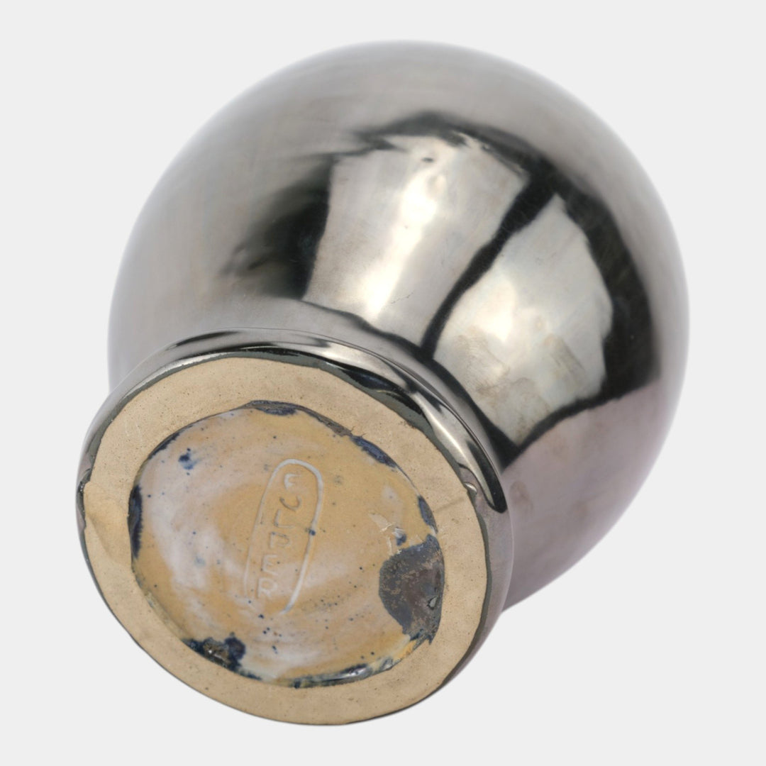 Fulper 1917-1927 Arts And Crafts Pottery Mirrored Gun Metal Glaze Vase 526 - Just Art Pottery