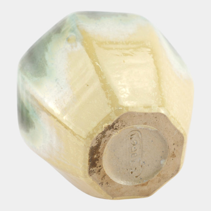 Fulper 1917-1927 Arts And Crafts Pottery Green Yellow Collared Vase 511 - Just Art Pottery