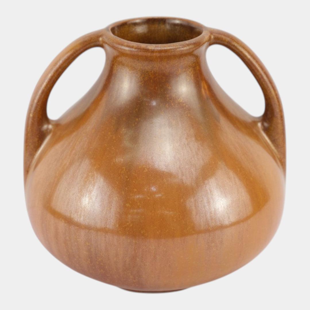 Fulper 1917-1934 Arts And Crafts Pottery Copper Brown Ceramic Handled Vase 642 - Just Art Pottery