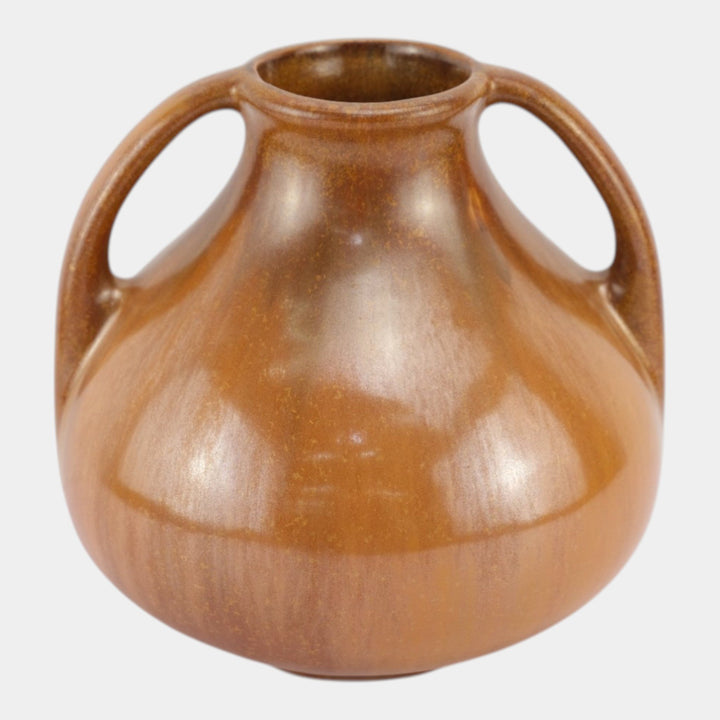 Fulper 1917-1934 Arts And Crafts Pottery Copper Brown Ceramic Handled Vase 642 - Just Art Pottery