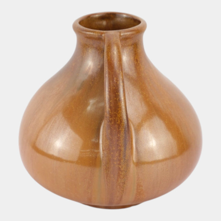 Fulper 1917-1934 Arts And Crafts Pottery Copper Brown Ceramic Handled Vase 642 - Just Art Pottery
