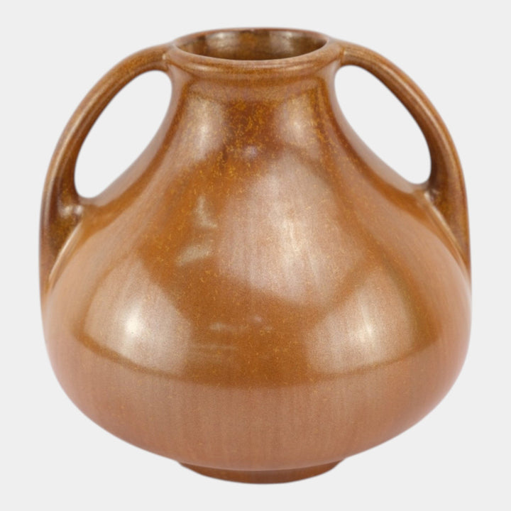 Fulper 1917-1934 Arts And Crafts Pottery Copper Brown Ceramic Handled Vase 642 - Just Art Pottery