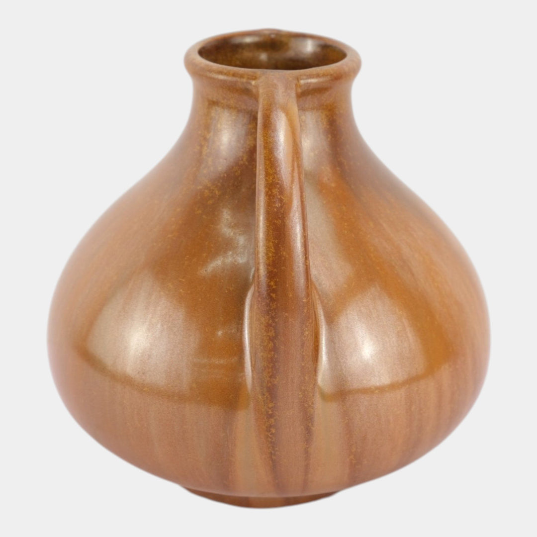 Fulper 1917-1934 Arts And Crafts Pottery Copper Brown Ceramic Handled Vase 642 - Just Art Pottery