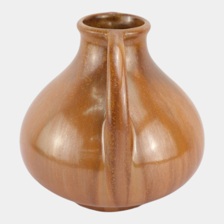 Fulper 1917-1934 Arts And Crafts Pottery Copper Brown Ceramic Handled Vase 642 - Just Art Pottery