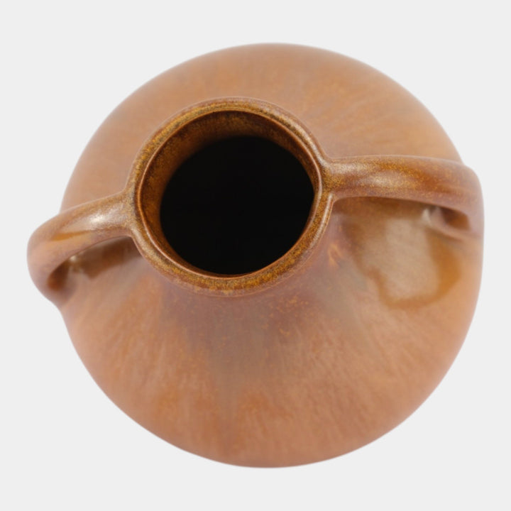 Fulper 1917-1934 Arts And Crafts Pottery Copper Brown Ceramic Handled Vase 642 - Just Art Pottery