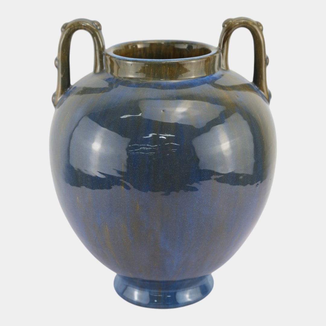 Fulper 1917-1934 Arts And Crafts Pottery Blue Flambe Bulbous Handled Vase 515 - Just Art Pottery