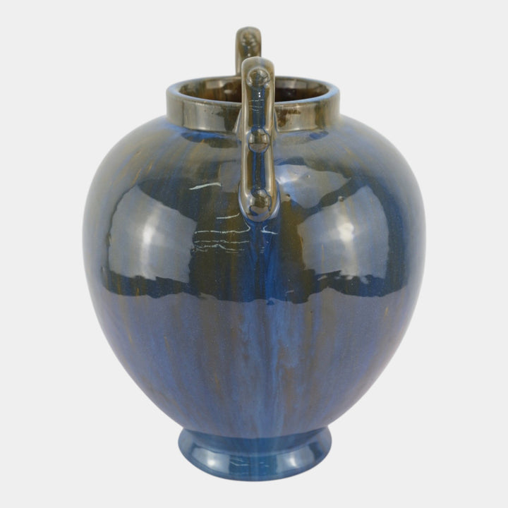 Fulper 1917-1934 Arts And Crafts Pottery Blue Flambe Bulbous Handled Vase 515 - Just Art Pottery