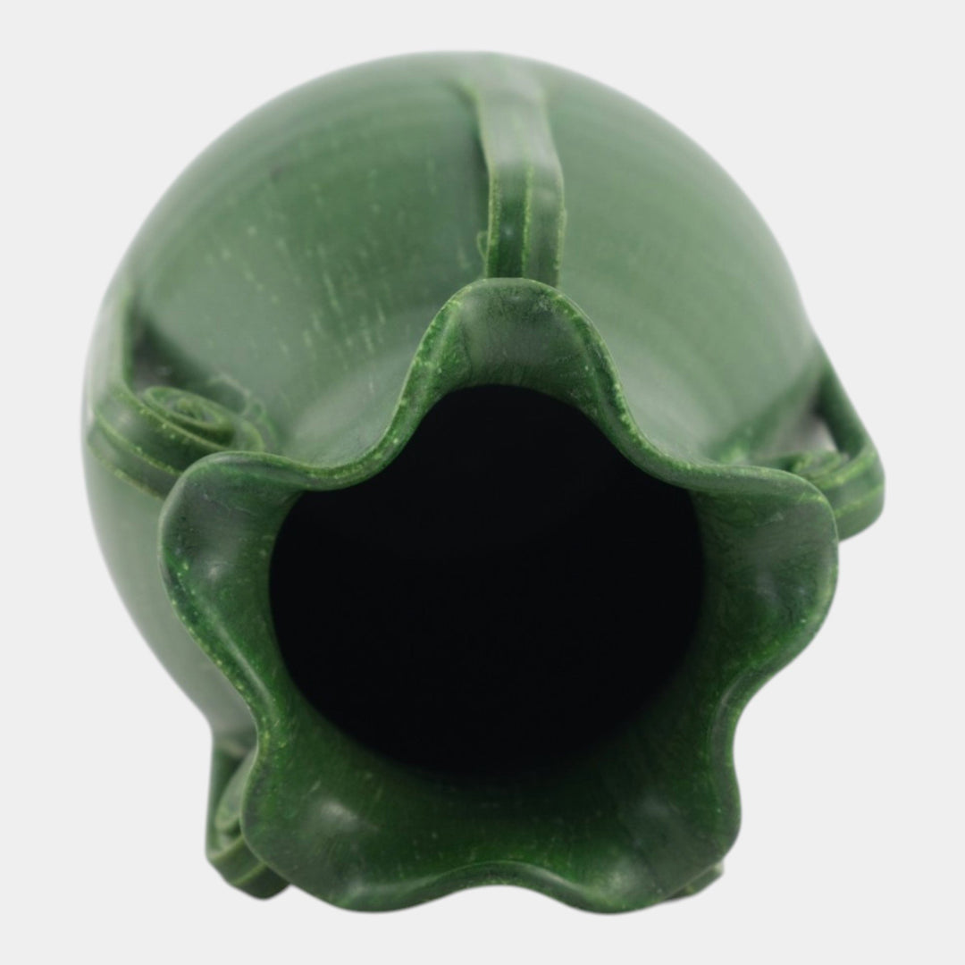 Ephraim Faience 2004 Arts And Crafts Matte Green Star Fern Vase 514 - Just Art Pottery