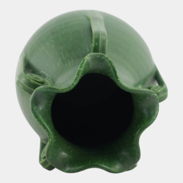 Ephraim Faience 2004 Arts And Crafts Matte Green Star Fern Vase 514 - Just Art Pottery