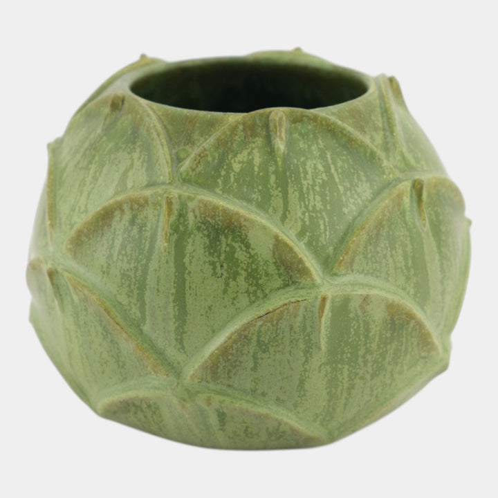 Ephraim Faience 2007 Hand Made Art Pottery Matte Green Artichoke Vase 622 - Just Art Pottery