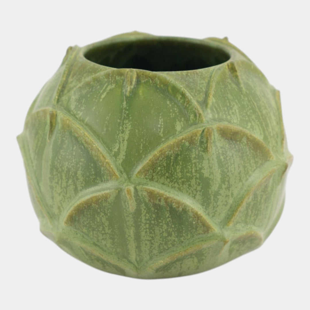 Ephraim Faience 2007 Hand Made Art Pottery Matte Green Artichoke Vase 622 - Just Art Pottery