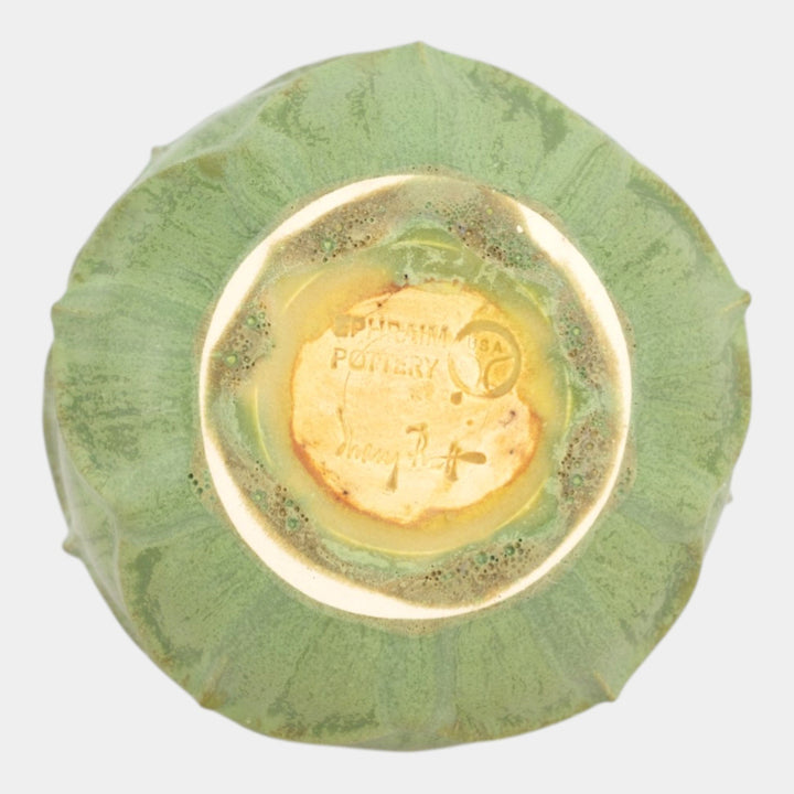 Ephraim Faience 2007 Hand Made Art Pottery Matte Green Artichoke Vase 622 - Just Art Pottery