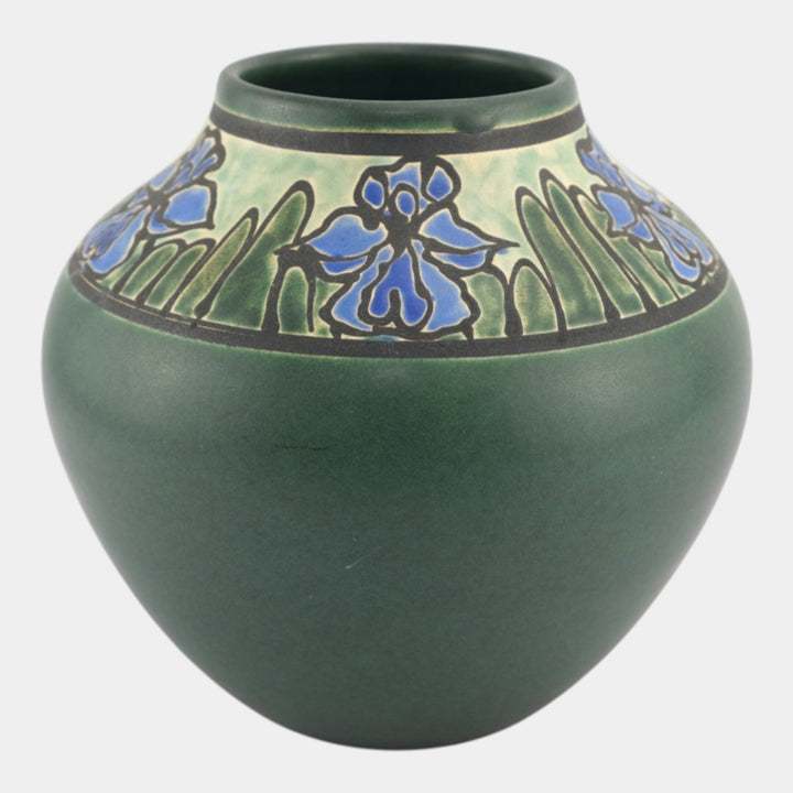 Door Studio Saturday Evening Girl Pottery Hand Thrown Blue Iris Green Vase - Just Art Pottery