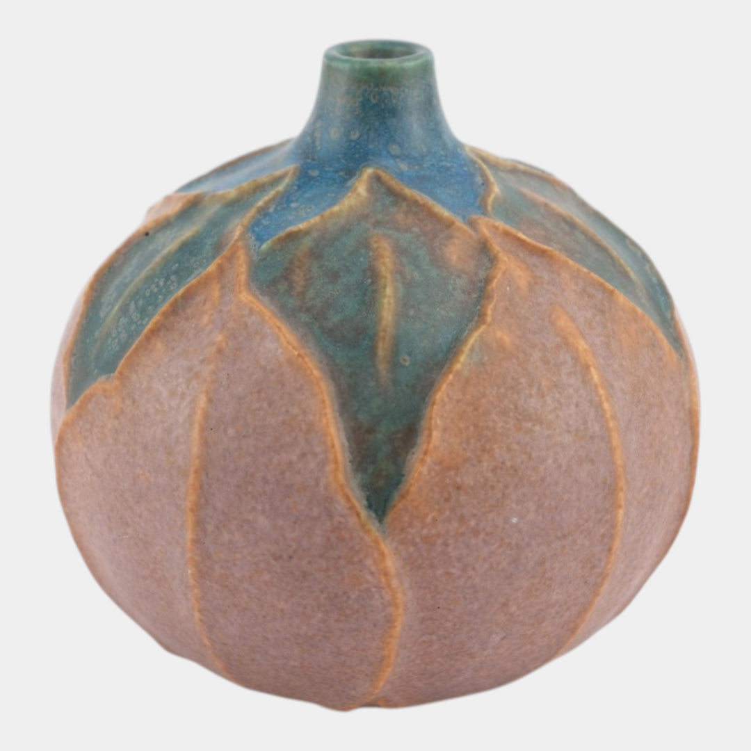 Jemerick Studio Pottery Hand Made Arts And Crafts Matte Green Brown Bud Vase - Just Art Pottery